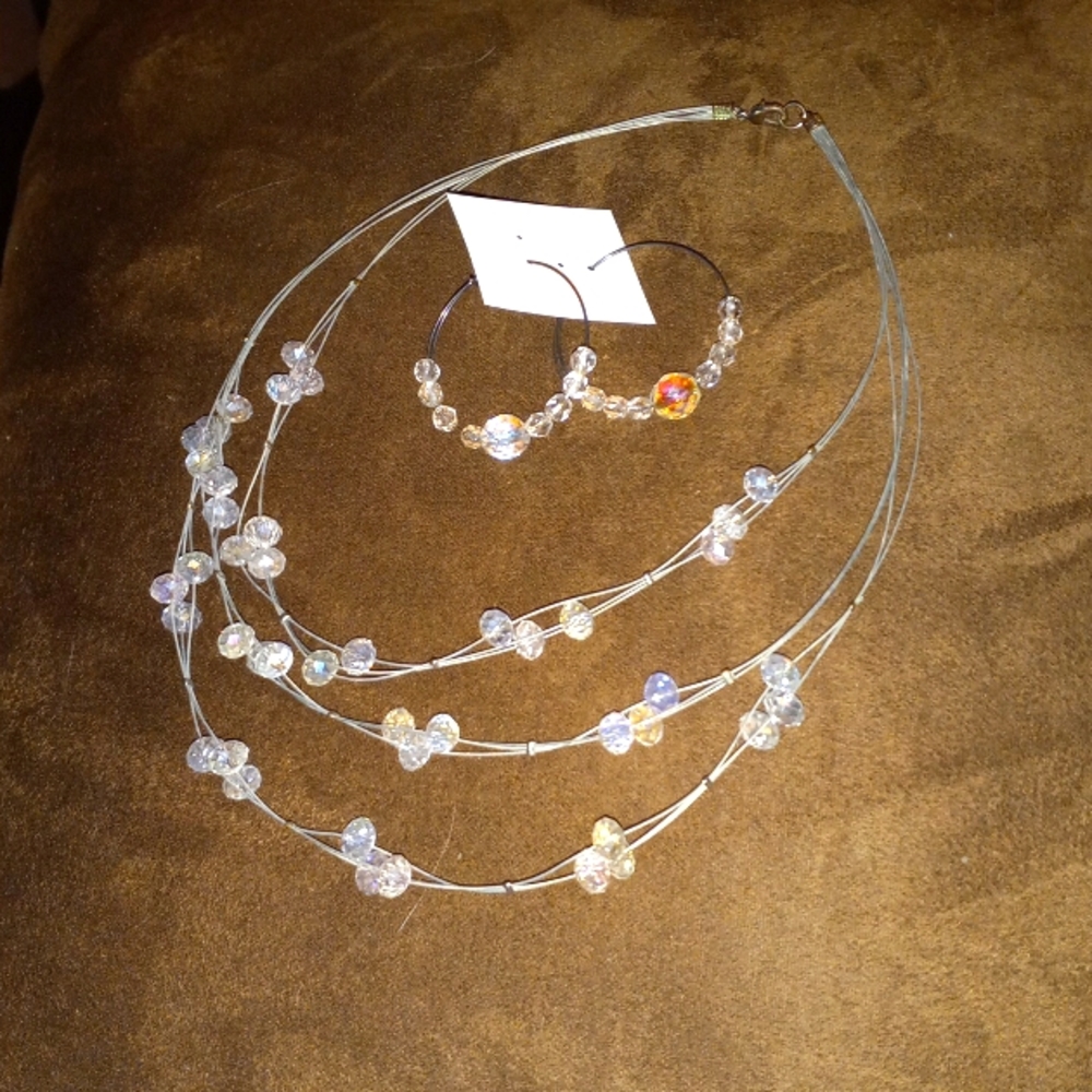 Crystal necklace and earrings
